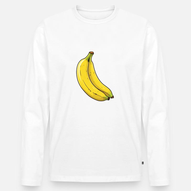 Bananen duo - Männer Premium Bio Langarmshirt - Weiß