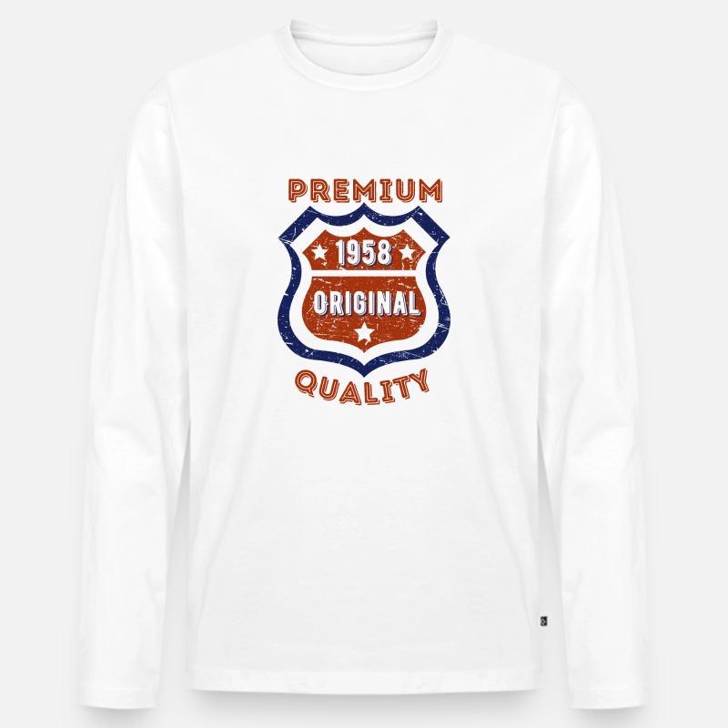 Premium-Qualität 1958 - Männer Premium Bio Langarmshirt - Weiß