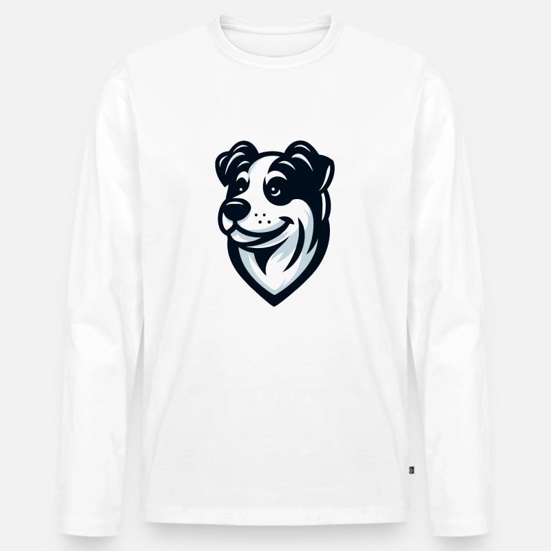 Hündchen: Illustration eines Freundes - Männer Premium Bio Langarmshirt - Weiß