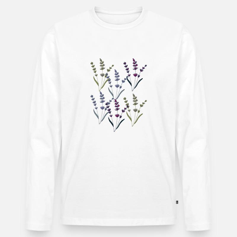 lavendel - Männer Premium Bio Langarmshirt - Weiß