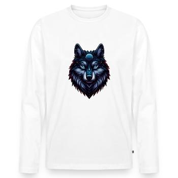 Kosmischer Wolf - Männer Premium Bio Langarmshirt - Weiß - Vorne - Nico (187cm)