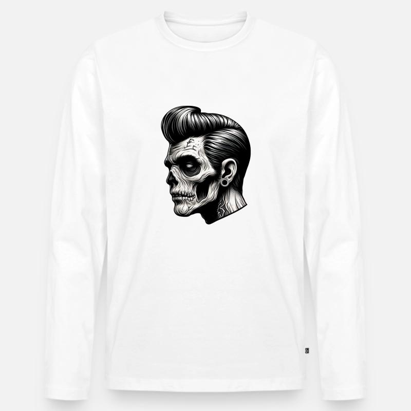 Rockabilly Zombie Vibes - Männer Premium Bio Langarmshirt - Weiß