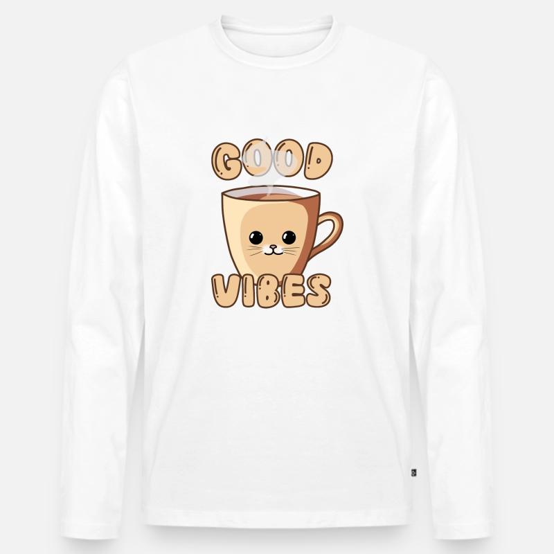 Cute Cat Cup - Männer Premium Bio Langarmshirt - Weiß