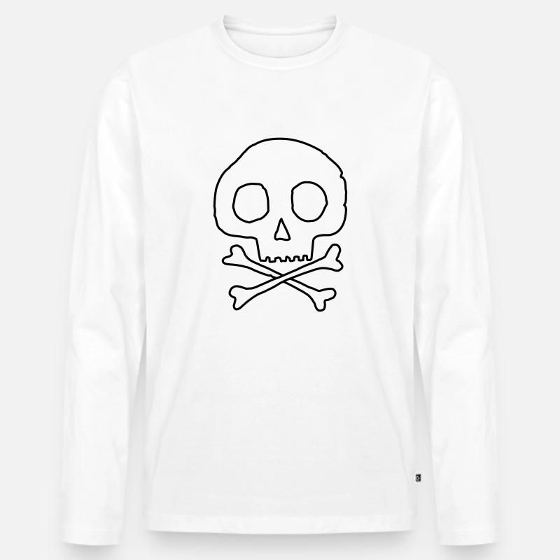 Schädel und Knochen - Männer Premium Bio Langarmshirt - Weiß