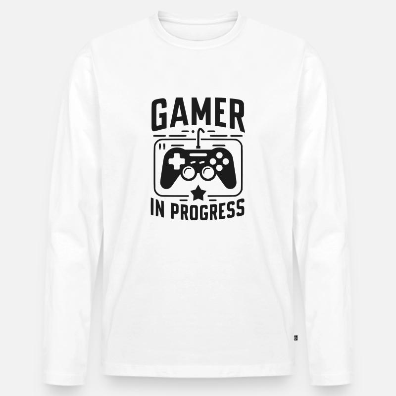 Gamer in Progress - Männer Premium Bio Langarmshirt - Weiß