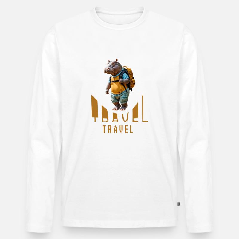 hippo - Männer Premium Bio Langarmshirt - Weiß