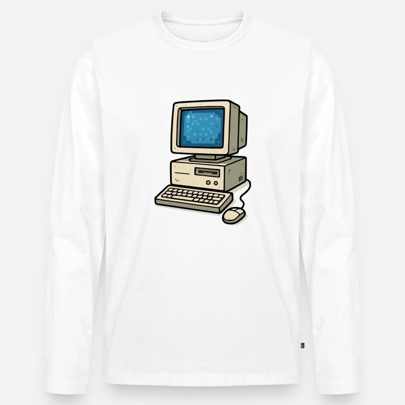 computer old school - Männer Premium Bio Langarmshirt - Weiß