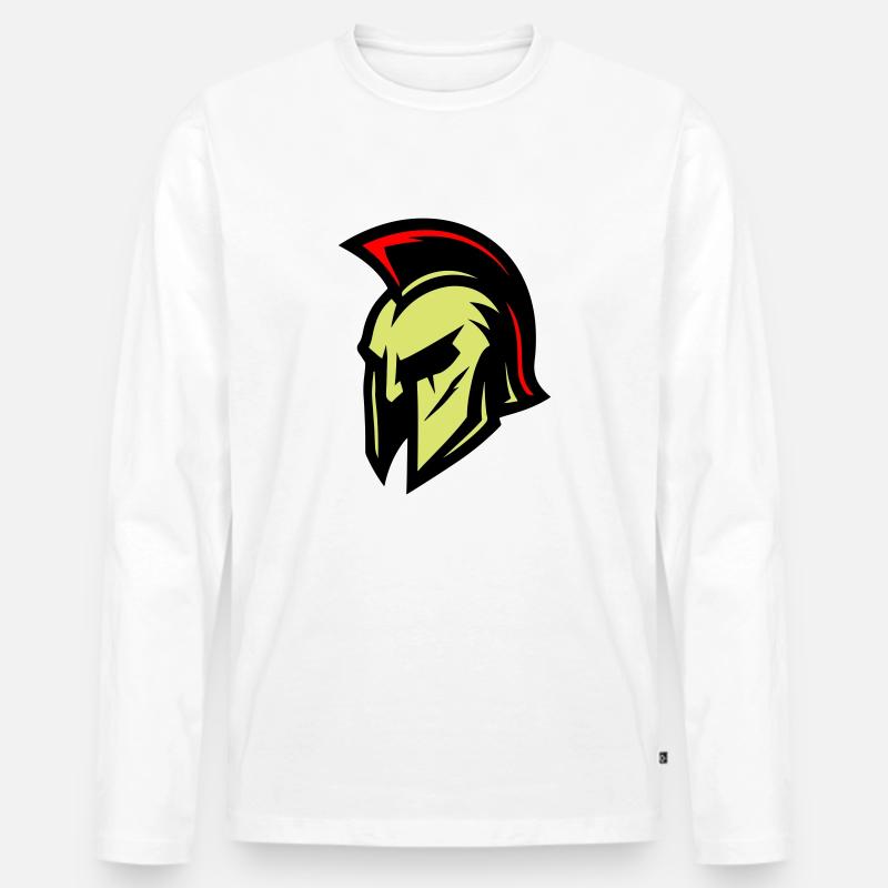 Gladiator Helm Sparta - Männer Premium Bio Langarmshirt - Weiß