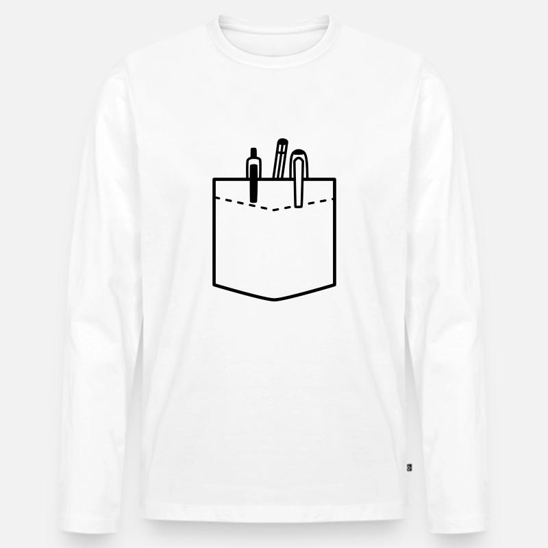 Stifte in Brusttasche - Männer Premium Bio Langarmshirt - Weiß