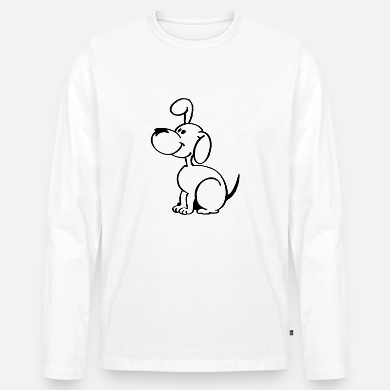 Hündchen - Männer Premium Bio Langarmshirt - Weiß
