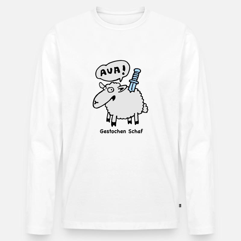 gestochen_schaf - Männer Premium Bio Langarmshirt - Weiß