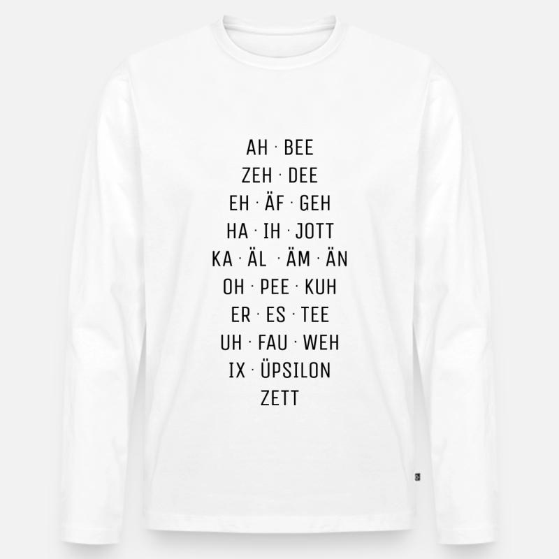 Deutsches Alphabet in Lautschrift - Männer Premium Bio Langarmshirt - Weiß