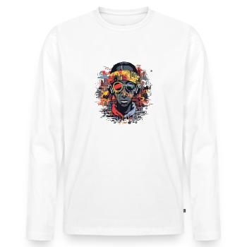 Kulturelle Beats entfesselt - cooles Rap Design - Männer Premium Bio Langarmshirt - Weiß - Vorne - Nico (187cm)