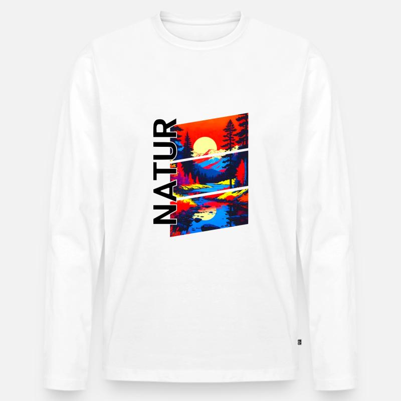 Natur - Männer Premium Bio Langarmshirt - Weiß