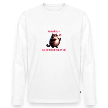 Meine Katze hat mehr Follower als ich - Motiv - Männer Premium Bio Langarmshirt - Weiß - Vorne - Nico (187cm)