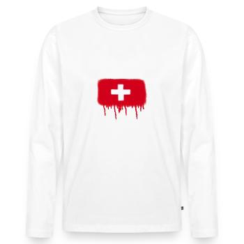 grützi,schweiz,flagge,graffiti,spray,urban - Männer Premium Bio Langarmshirt - Weiß - Vorne - Nico (187cm)
