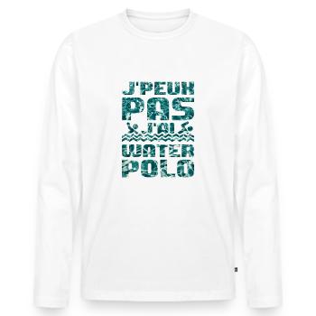 Je Peux Pas J'ai Water Polo Humour Sport - T-shirt manches longues Premium bio Homme - blanc - Devant - Nico (187cm)