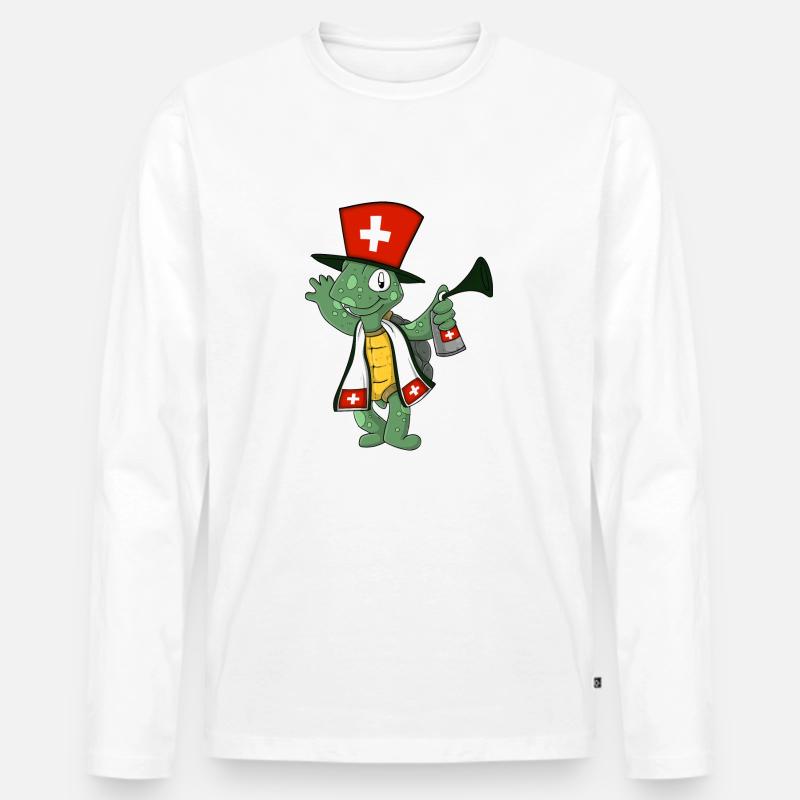 Schweizer Fan Schildkröte - Männer Premium Bio Langarmshirt - Weiß