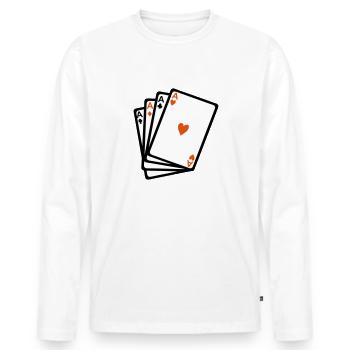 Kartenspiele Poker als Platz - Männer Premium Bio Langarmshirt - Weiß - Vorne - Nico (187cm)