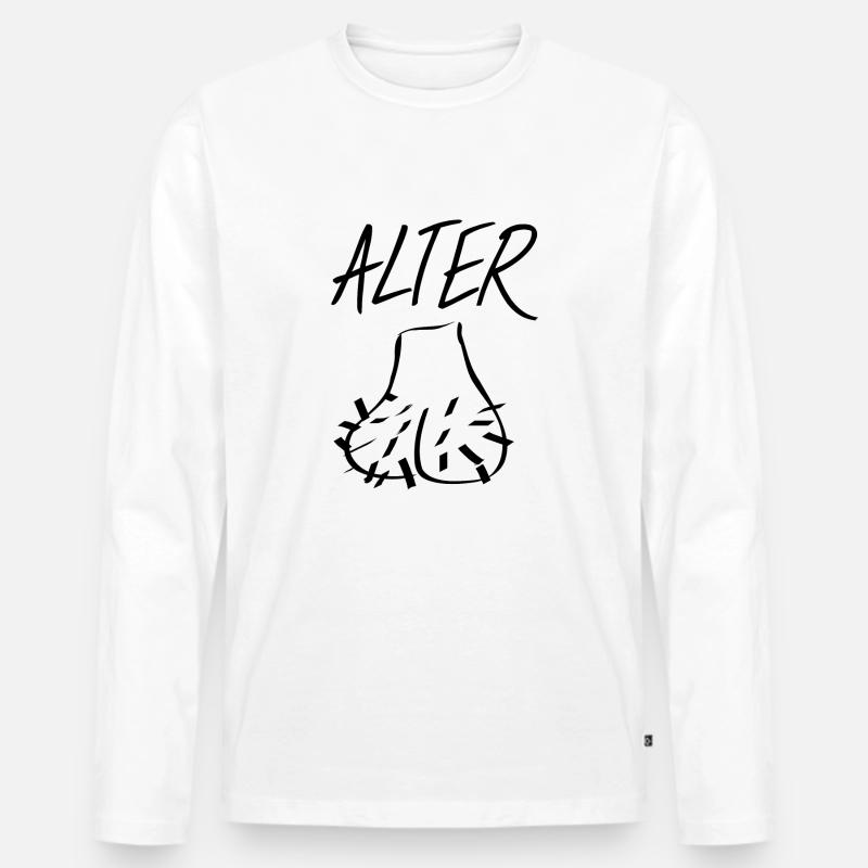 Alter Sack Lustige Geschenkidee - Männer Premium Bio Langarmshirt - Weiß