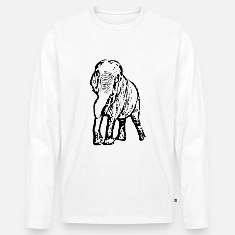 Elefant schwarz - Männer Premium Bio Langarmshirt - Weiß