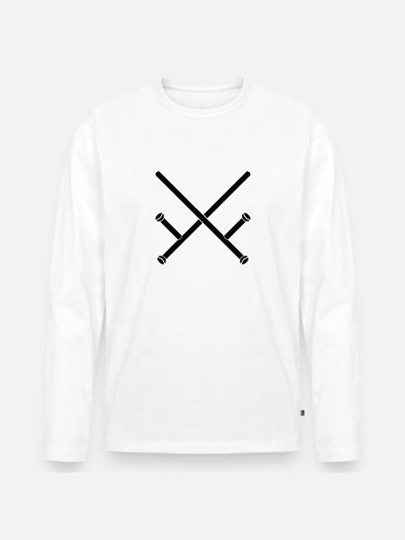 Schlagstock Tonfa - Männer Premium Bio Langarmshirt - Weiß