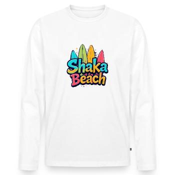 Shaka beach - Men's Premium Organic Long Sleeve Shirt - white - Front - Nico (187cm)