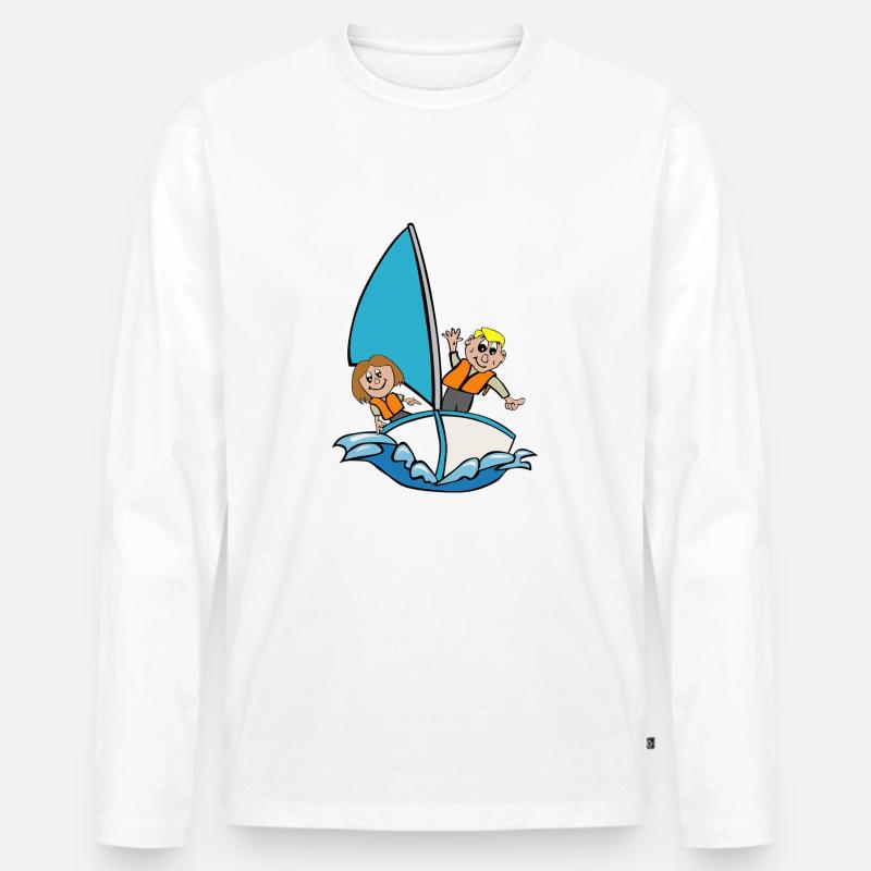 Segelboot - Männer Premium Bio Langarmshirt - Weiß