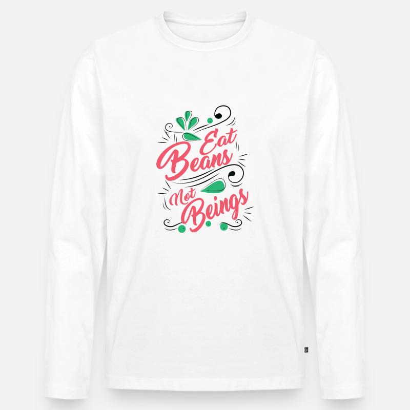 Veganer Vegetarier Tierschutz Geschenkidee - Männer Premium Bio Langarmshirt - Weiß