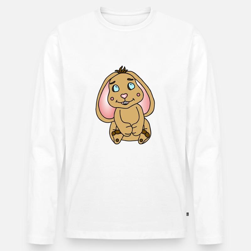 Hase mit Schlappohren - Männer Premium Bio Langarmshirt - Weiß