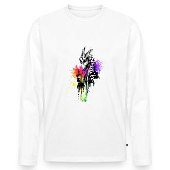 Dragon rainbow blobs black - Men's Premium Organic Long Sleeve Shirt - white - Front - Nico (187cm)