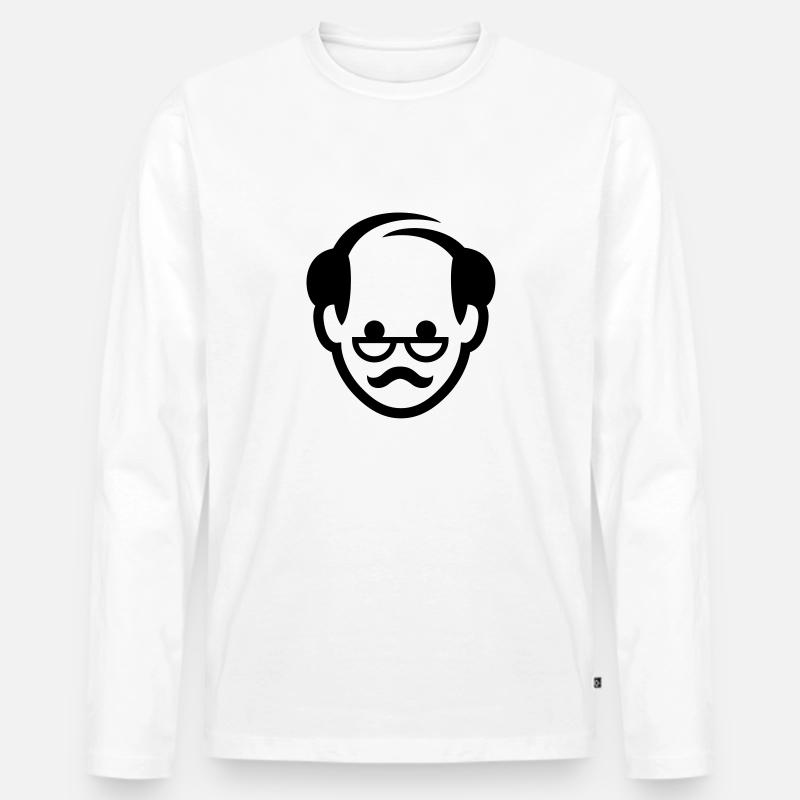 Gesicht eines Großvaters - Männer Premium Bio Langarmshirt - Weiß