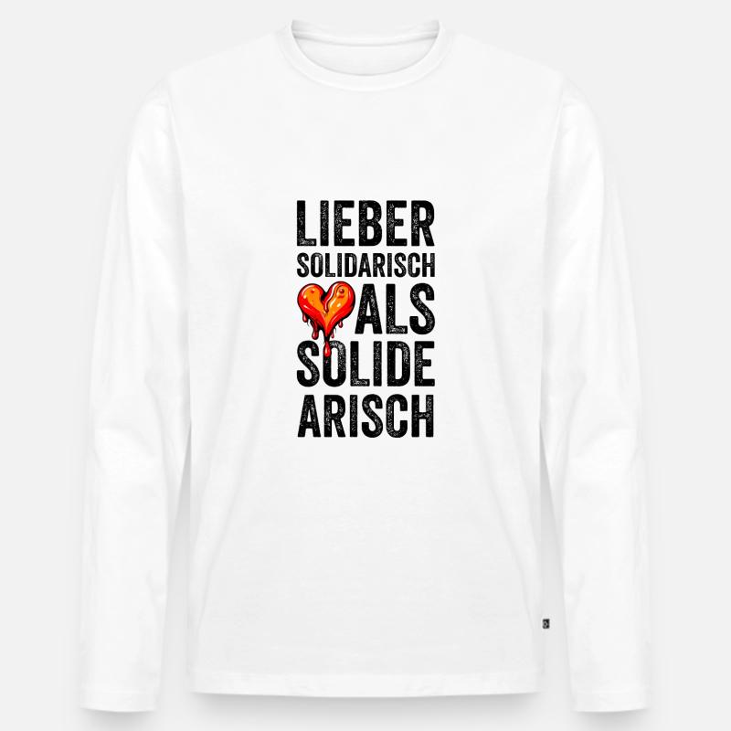 LIEBER SOLIDARISCH - Männer Premium Bio Langarmshirt - Weiß