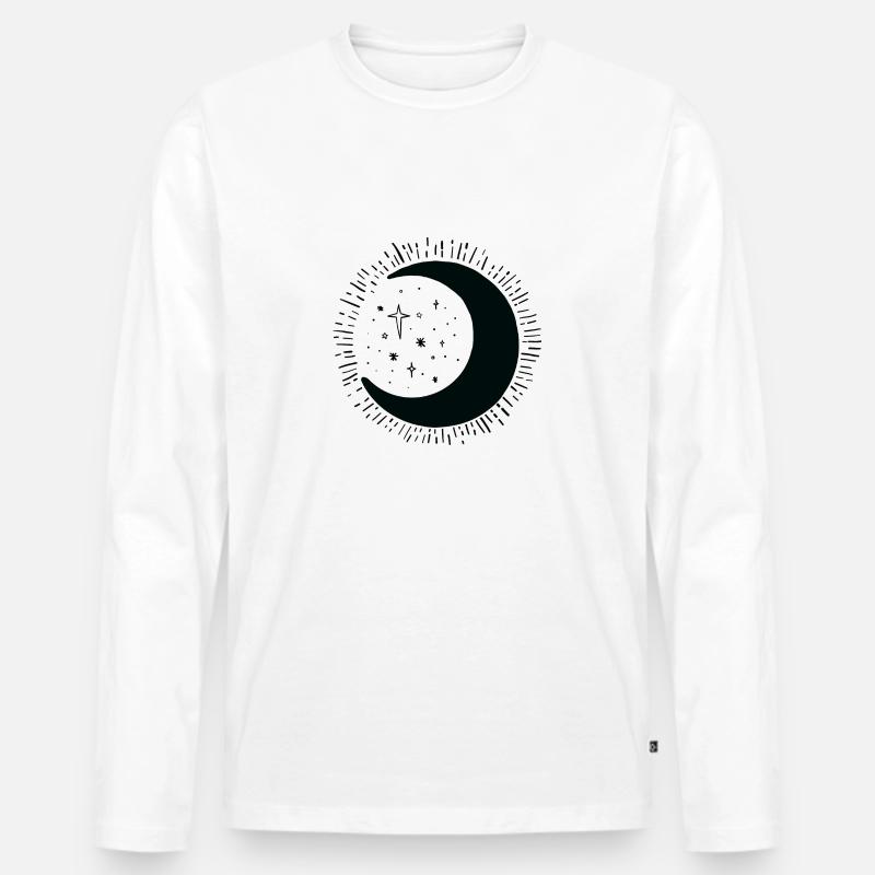 Mond - Männer Premium Bio Langarmshirt - Weiß
