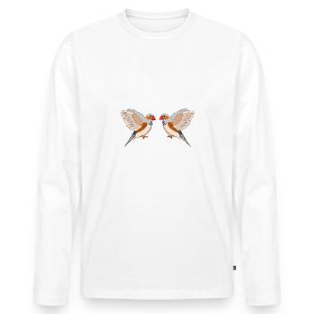 Zuhause ist wo meine Finken sind - Zebrafink - Männer Premium Bio Langarmshirt - Weiß - Vorne - Nico (187cm)