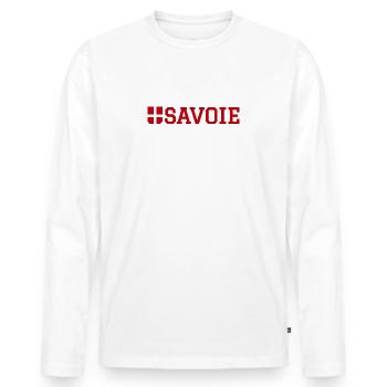 Drapeau Savoie - T-shirt manches longues Premium bio Homme - blanc - Devant - Nico (187cm)