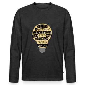 Zitat | Thomas Edison - Männer Premium Bio Langarmshirt - Anthrazit meliert - Vorne - Nico (187cm)