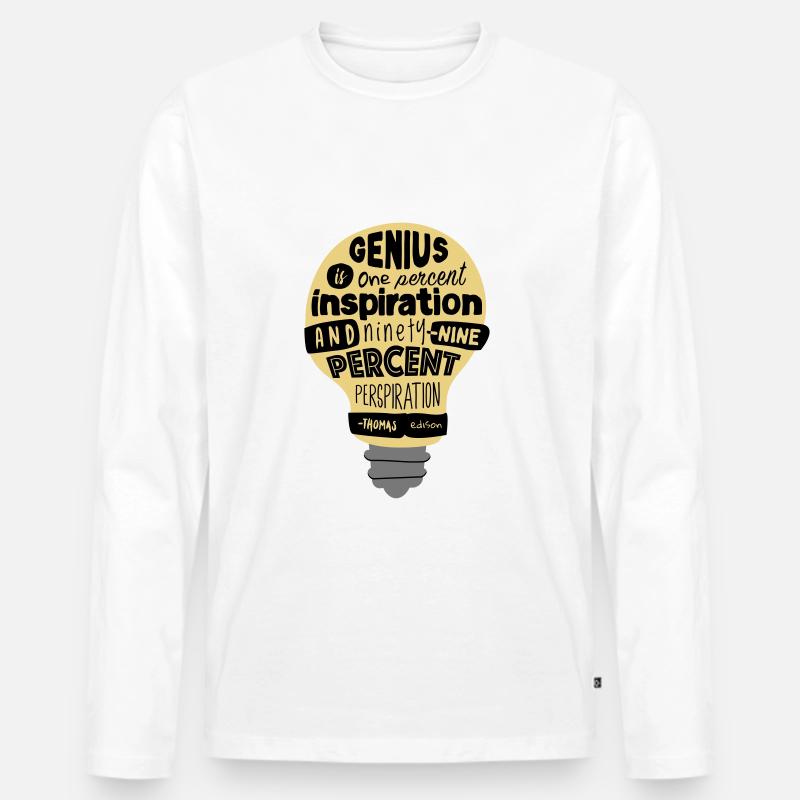 Zitat | Thomas Edison - Männer Premium Bio Langarmshirt - Weiß