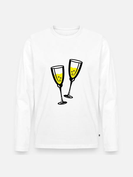 sekt glas wein - Männer Premium Bio Langarmshirt - Weiß
