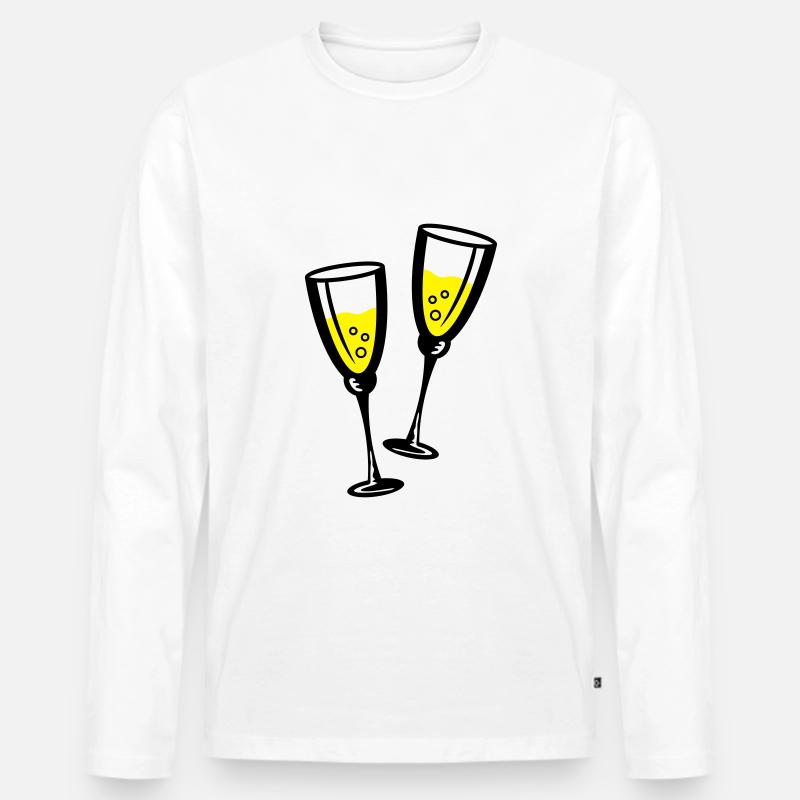 sekt glas wein - Männer Premium Bio Langarmshirt - Weiß