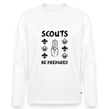 Pfadfinder immer bereit! - Männer Premium Bio Langarmshirt - Weiß - Vorne - Nico (187cm)