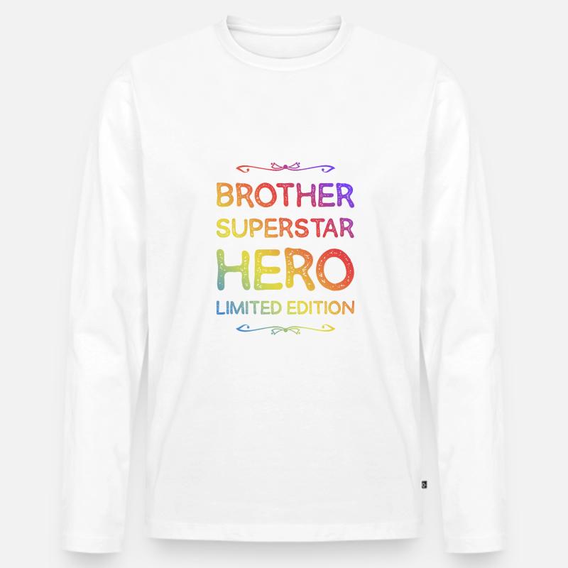 Bester Bruder Held Spruch - Männer Premium Bio Langarmshirt - Weiß