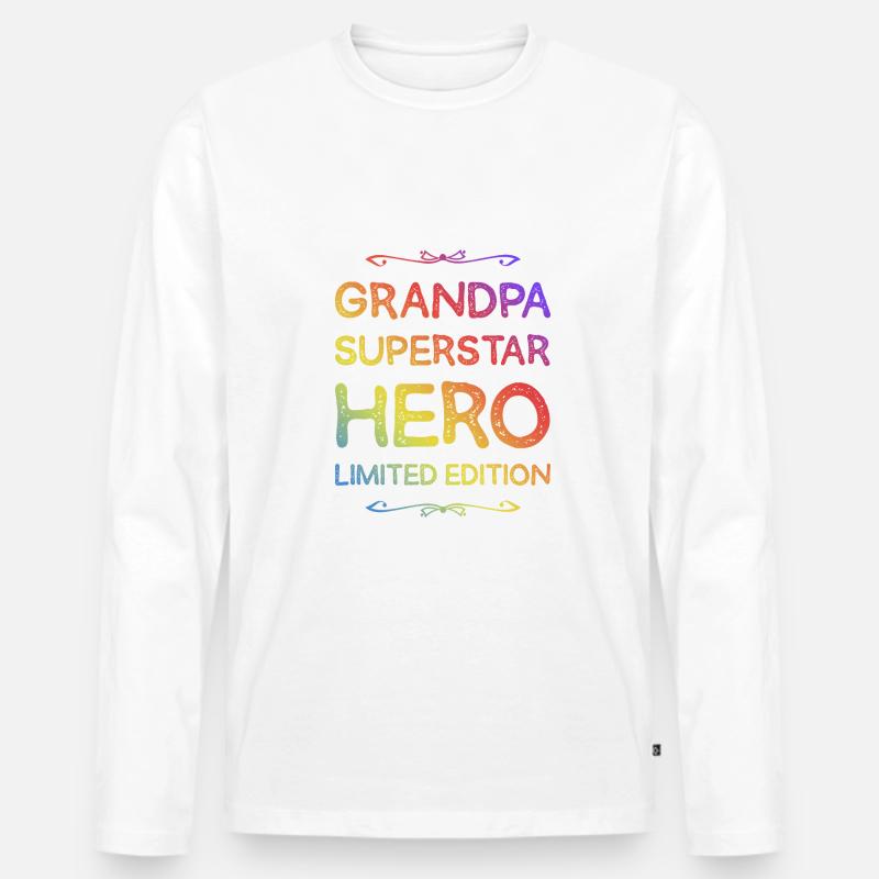Bester Opa Held Spruch - Männer Premium Bio Langarmshirt - Weiß