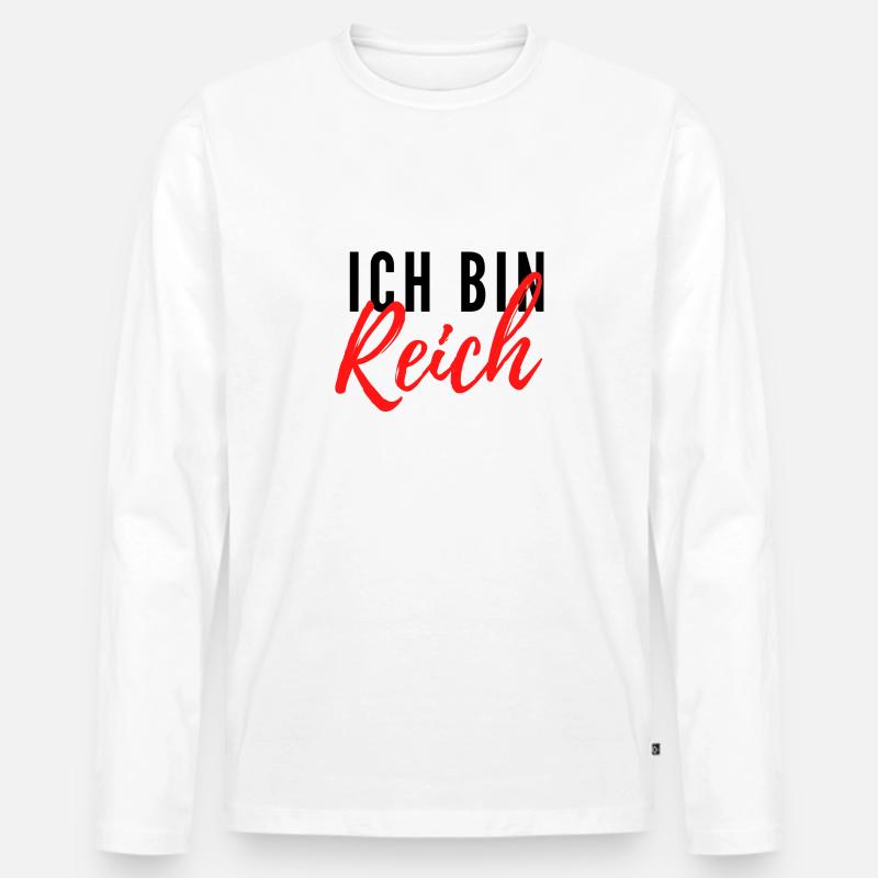 Ich bin Reich - Männer Premium Bio Langarmshirt - Weiß