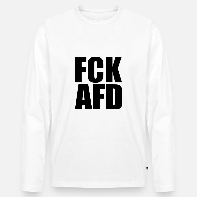 Fck afd - Männer Premium Bio Langarmshirt - Weiß