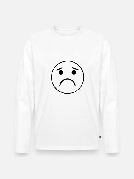 Emoji Skizze traurig schwarz - Men's Premium Organic Long Sleeve Shirt - white