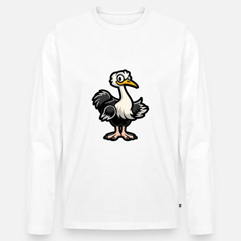 Strauß Comic - Männer Premium Bio Langarmshirt - Weiß