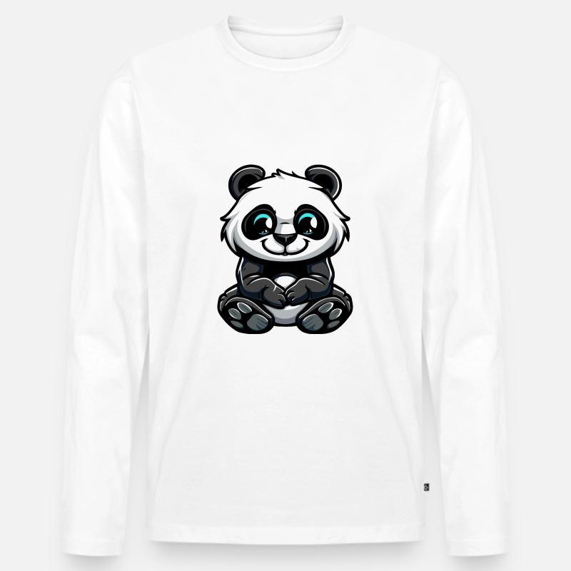 Panda Comic - Männer Premium Bio Langarmshirt - Weiß