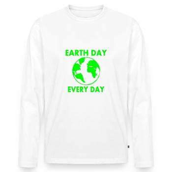 Earth day every day - T-shirt manches longues Premium bio Homme - blanc - Devant - Nico (187cm)