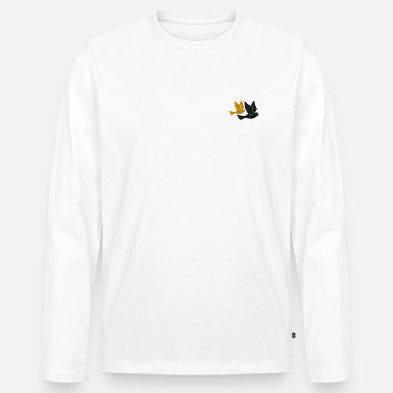 Vögel - Männer Premium Bio Langarmshirt - Weiß